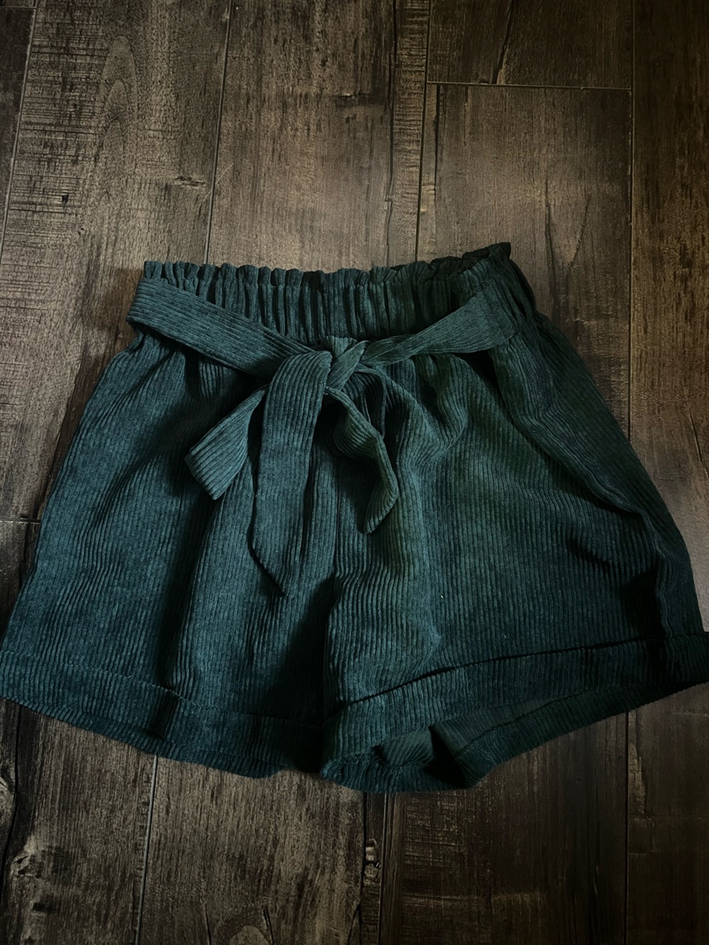 SHEIN Dark Green Corduroy High-Waist Tie Skirt